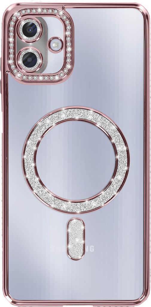 Avizar, Hülle Galaxy A07 MagSafe-kompatibel mit Strass-Rand, Rosa