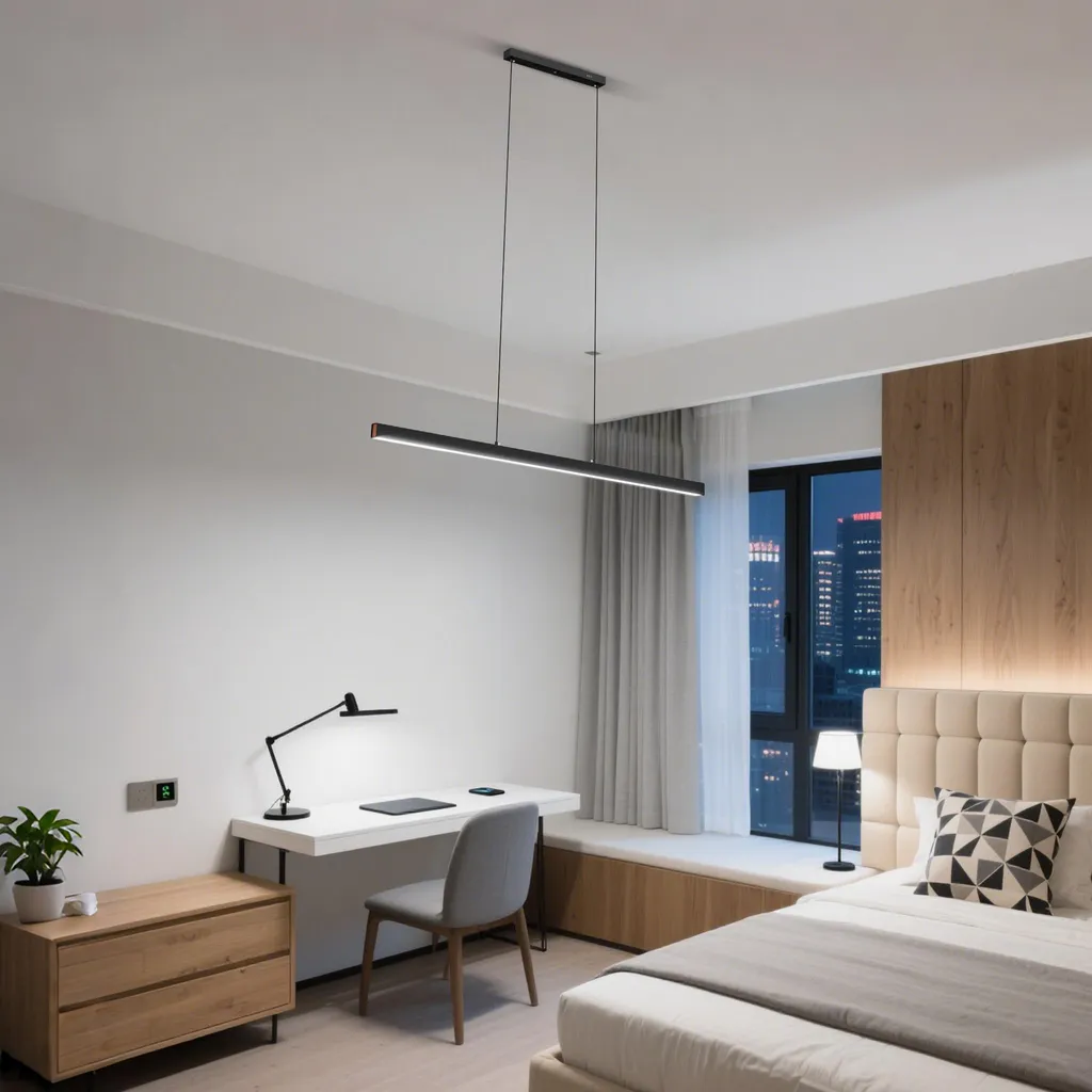 YUENFONG LED Lampada a sospensione moderna Lampada a sospensione per tavolo da pranzo Design lineare con telecomando, luci per isola da cucina Lampada a sospensione Lampadario per sala da pranzo Lampada a sospensione (48W, Bianco freddo)