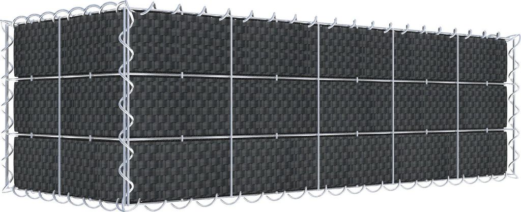Begrünte Gabione mit Vlies & Sichtschutzstreifen 100 cm x 30 cm x 40 cm (L x H x T), Maschenweite 10 cm x 10 cm, Spirale