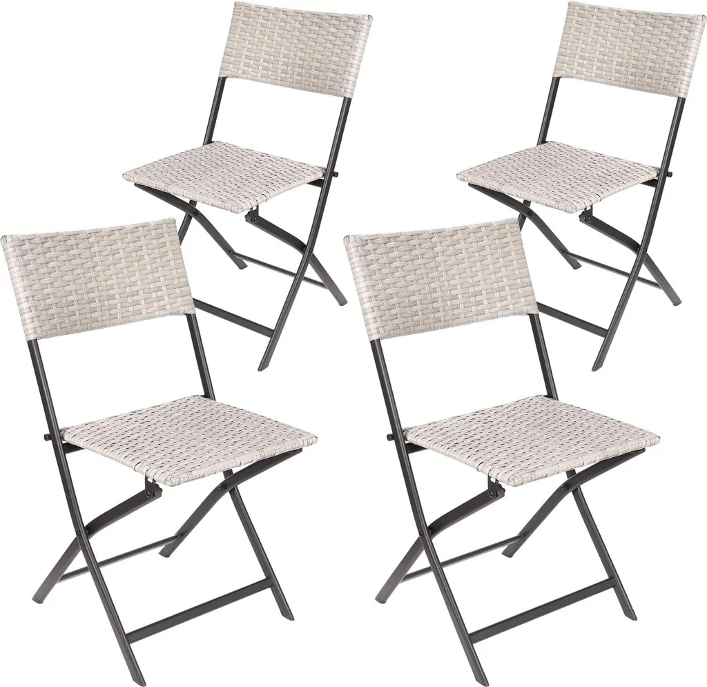 Set 4 Sedie Giardino BRUBAKER Lugano Pieghevoli in Polyrattan Robuste