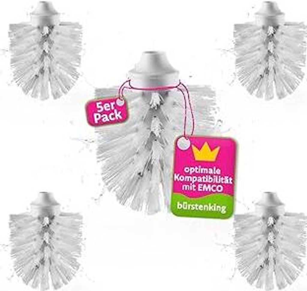 Bürstenking WC Ersatzbürstenkopf, 67 mm, Toilettenbürstenkopf Set passend für Emco WC-Garnituren, Borsten Ersatzklobürstenkopf, mit M12 Inneng...