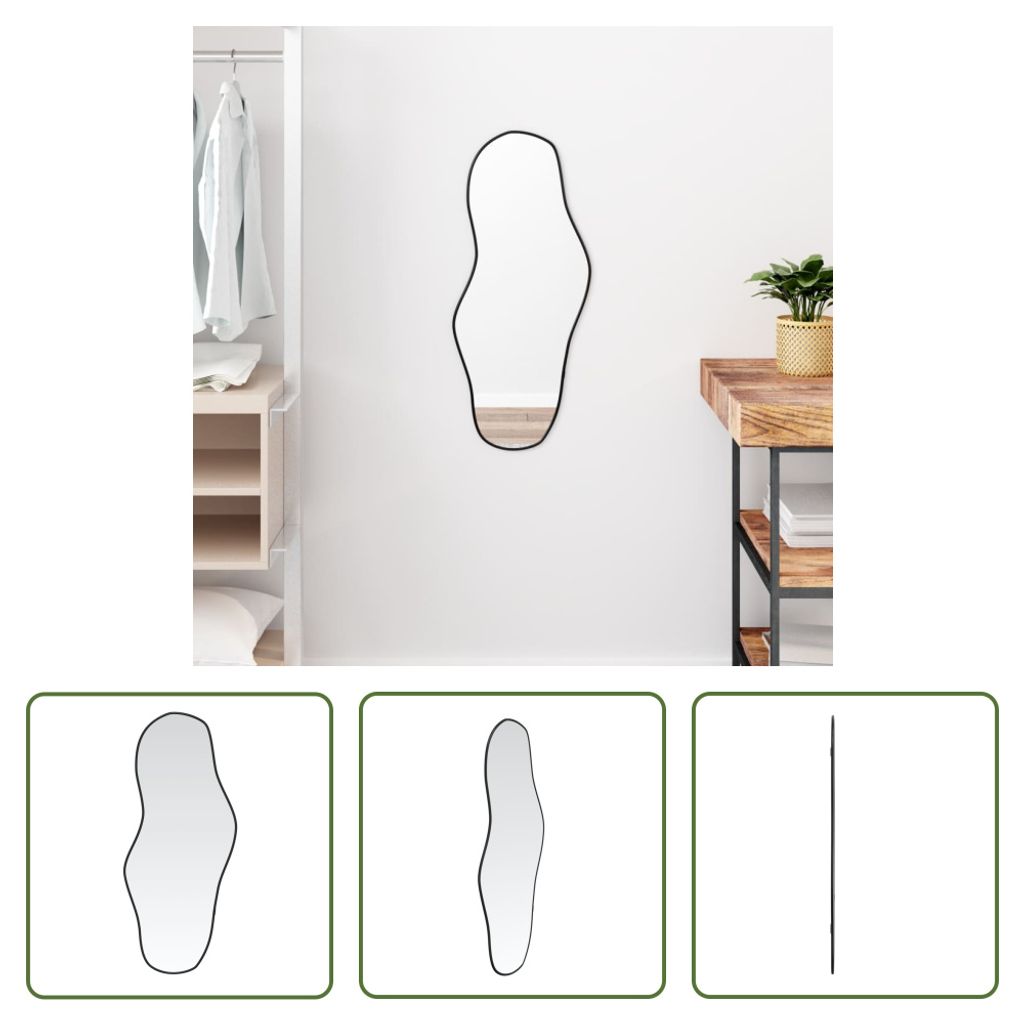 The Living Store Wandspiegel Schwarz 70x30 cm