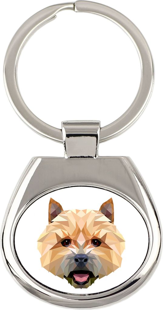 Norwich Terrier - geometrischer Schlüsselanhänger mit Foto und Aufschrift Art-Dog