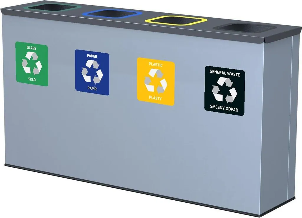 Gérer vos déchets facilement : Station de tri Alda 4 x 60L grise en acier
