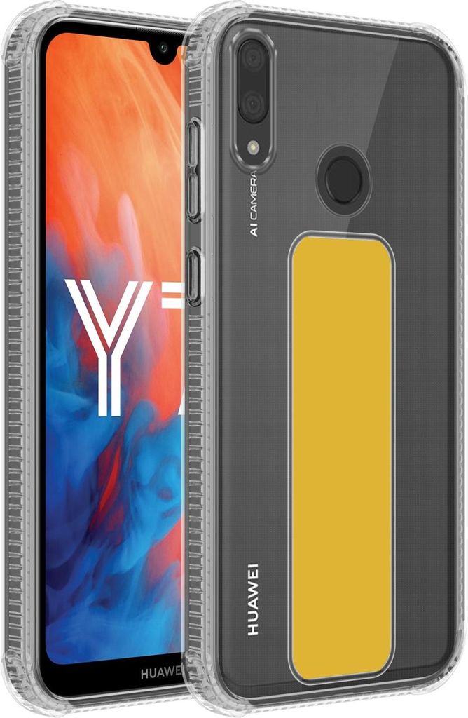 Cadorabo Schutzhülle für Huawei Y7 2019 / Y7 PRIME 2019 Hülle in Gelb Etui TPU Silikon Case Cover Standfunktion