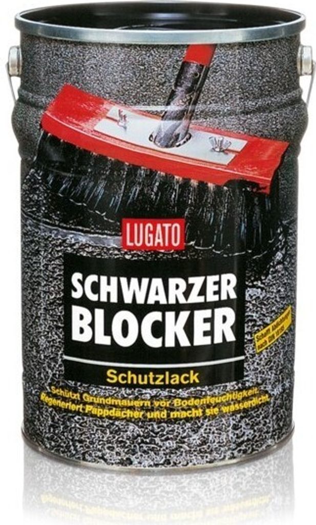 Lugato Schwarzer Blocker Schutzlack 5,0 L - Bitumenanstrich für Keller und Dach