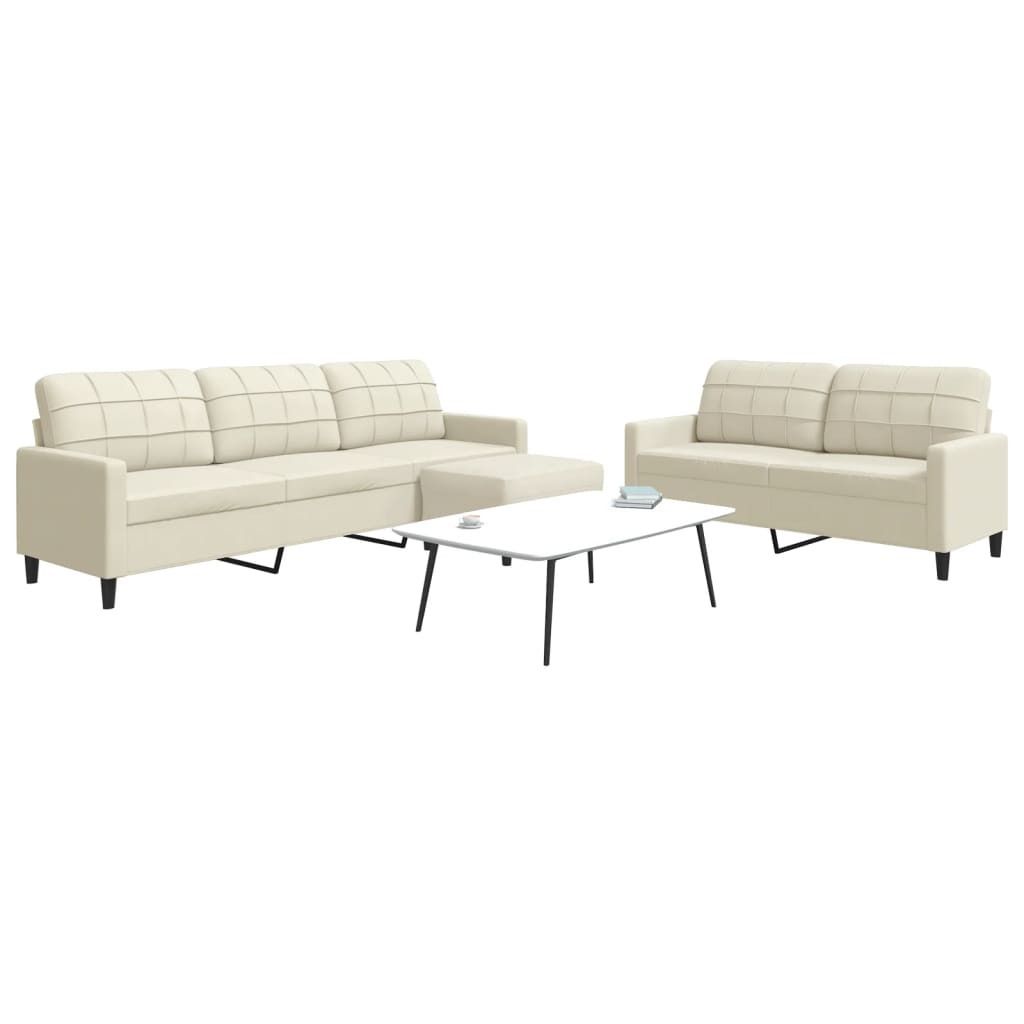 Möbel 3-tlg. Sofagarnitur mit Kissen Creme Samt - Klassische Sofas 3278489