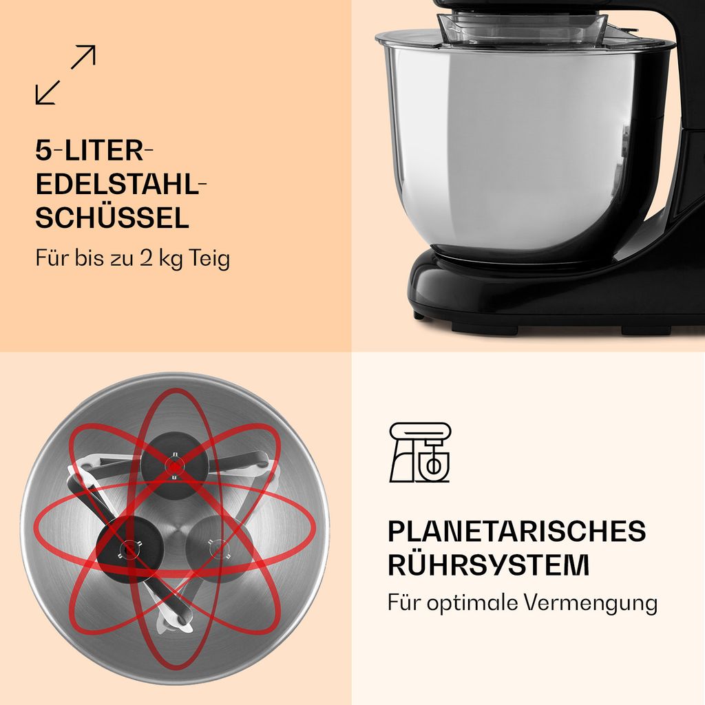 Klarstein Knetmaschine Küchenmaschine zum Backen, 1300W Produktbild 4