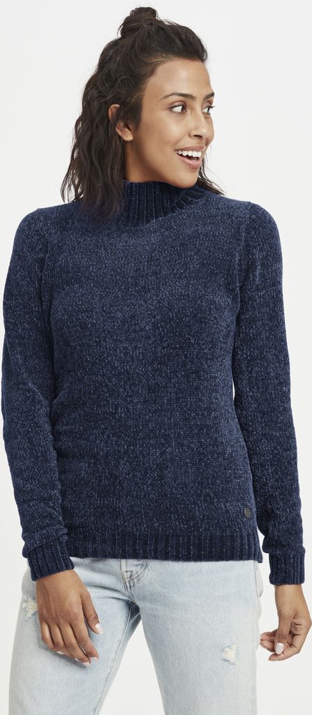OXMO OXEstella Damen Strickpullover Grobstrick Pullover mit Stehkragen