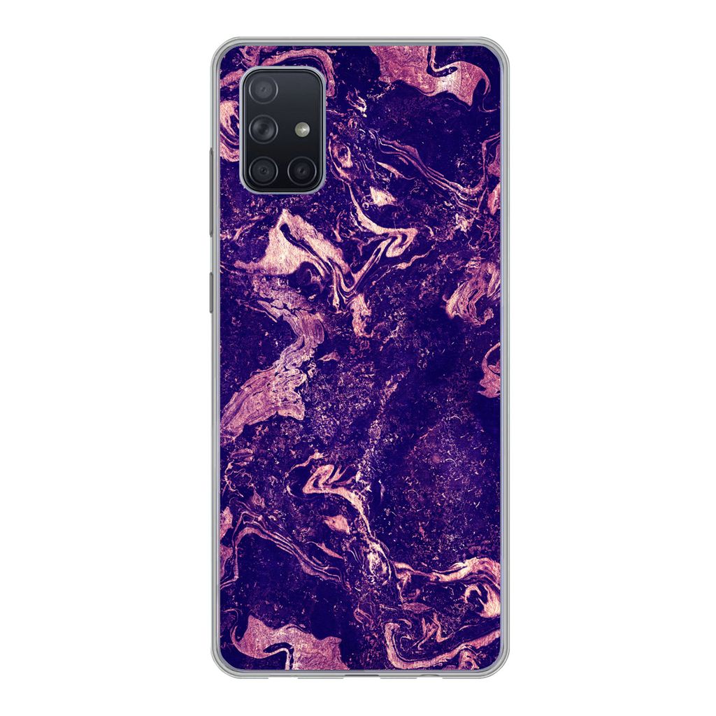 MuchoWow Handyhülle Schutzhülle Hülle für Samsung Galaxy A71 Marmor - Naturstein - Mineralien Silikon Softcase Handy Hülle - Kartenbesitzer