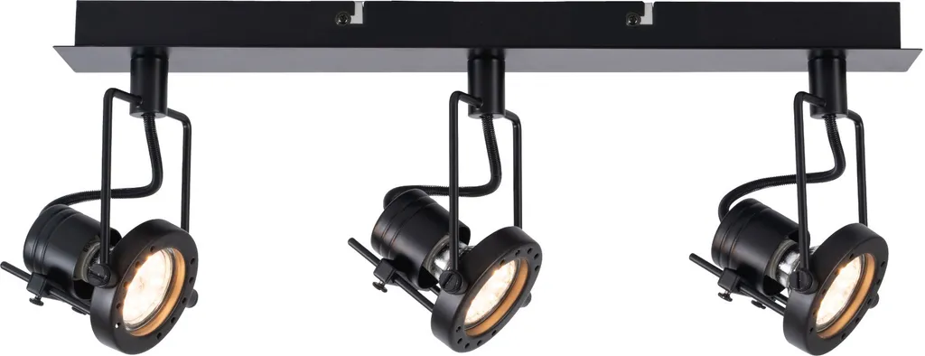 Rampe de 3 spots de plafond noirs Fiji 2 en métal Reality pour salon