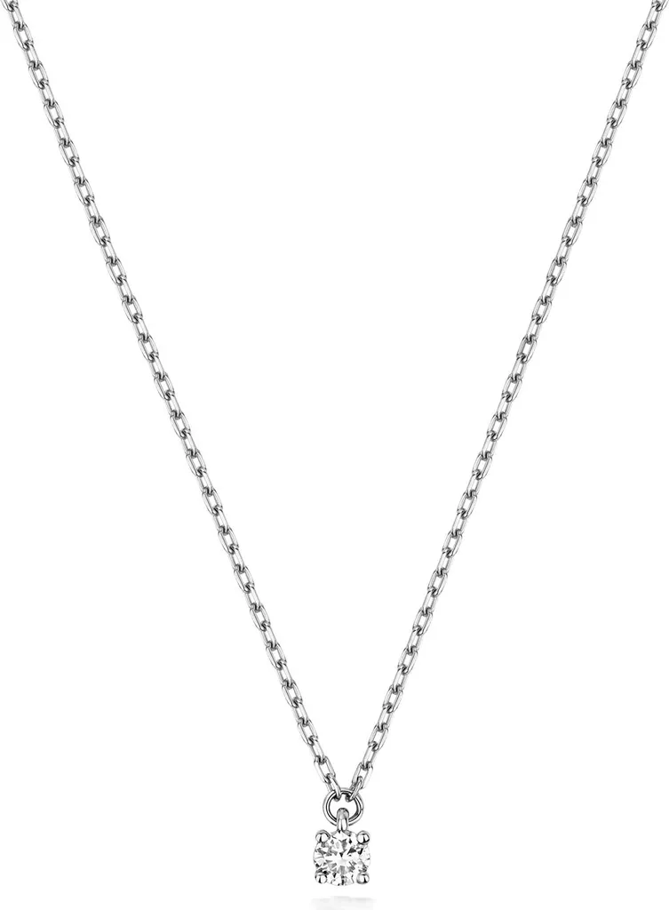 Pendentif Diamant avec Chaîne en Or Blanc pour Femme - Bijou de Qualité