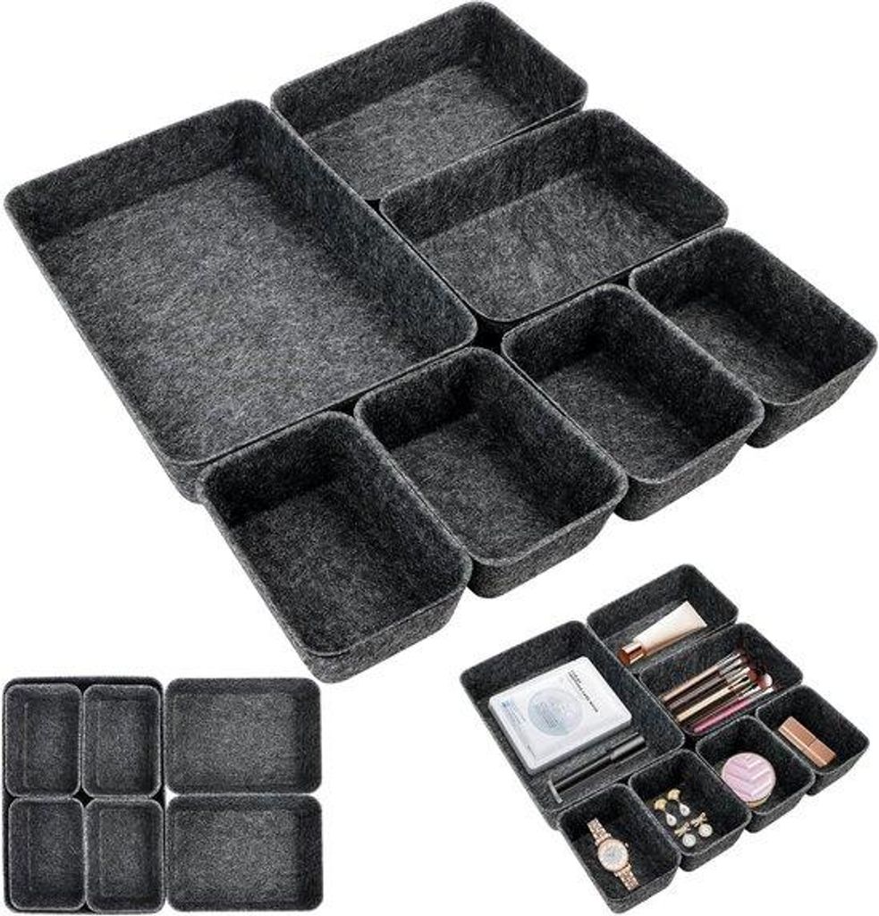 7er-Lade-Organizer-Set - Weiches - Stapelbarer Weichhalter - Lade-System für Schreibtisch, Klapptisch, Nachttisch, Schrank