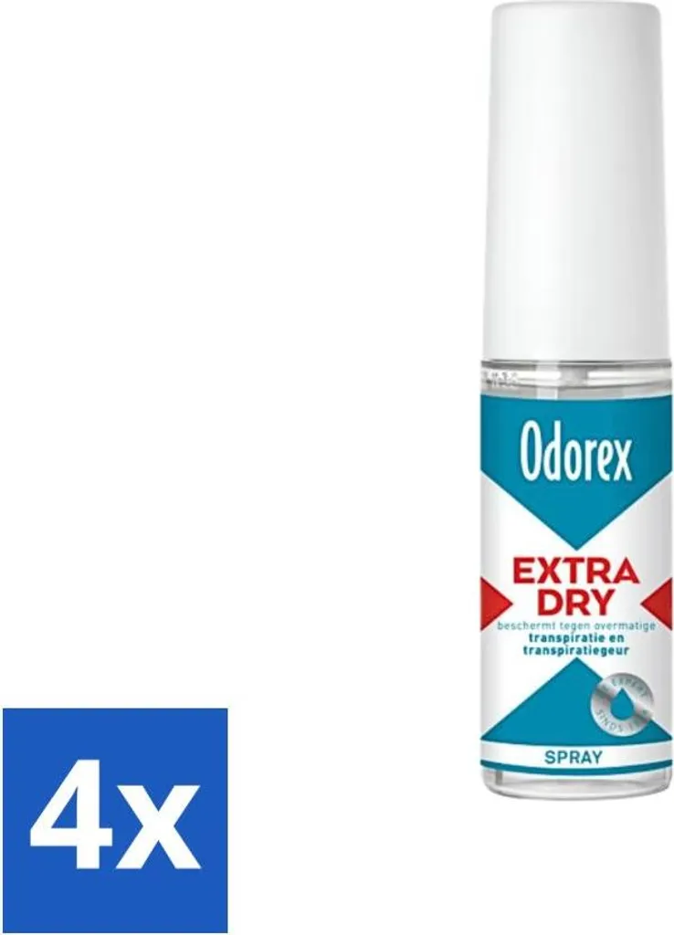 Déodorant Odorex Extra Dry formule spray à pompe 30 ml - Pack de 4 pcs