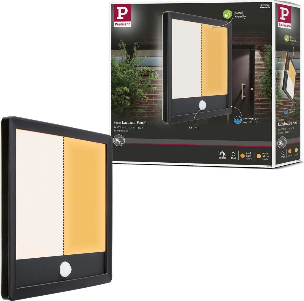 Paulmann Lamina LED IP44: Plafoniera Esterna con Sensore Infrarossi