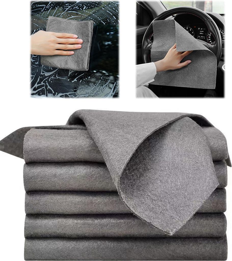 OKWISH Mikrofasertücher Graue, Verstärkte Mikrofaser-Reinigungstücher 30 x 40 cm (5 Stück) – Spezial-Glasputztücher, extra saugfähig, kratz...