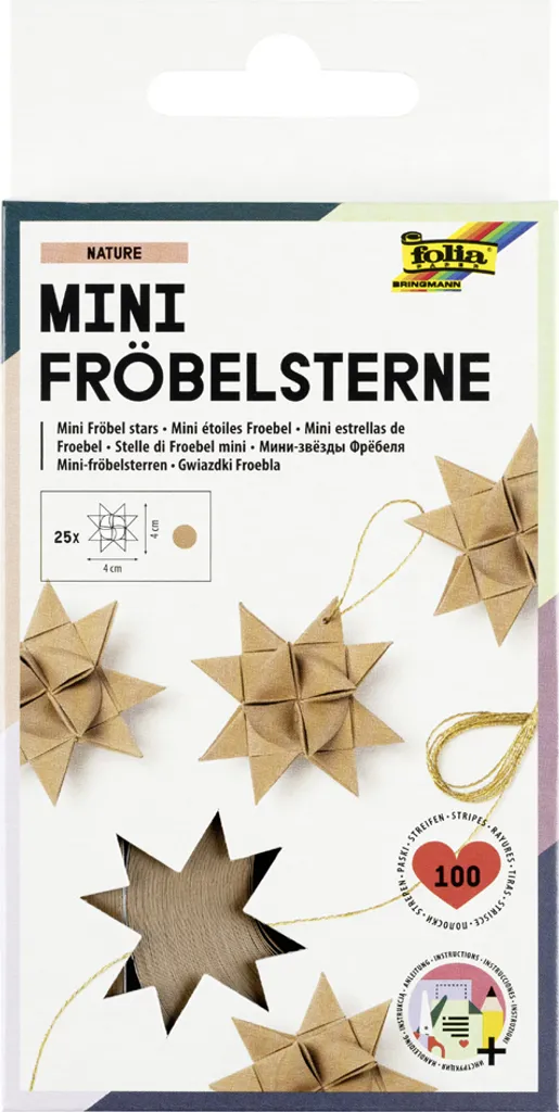 Set 100 Strisce Folia 1298 per Stelle Fröbel Mini Carta Kraft Naturale