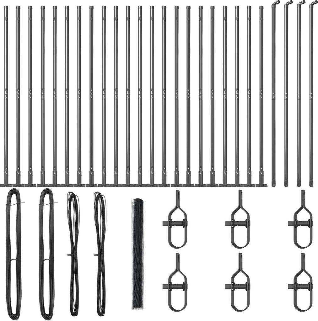 2025 Moderne Sechseckzaun Grau 1,4x50 m Stahl, Zaunpfosten mit Grundplatten 13 Stk Ø32mm 78,5cm galvanisierter Stahl - Zaunzubehör Neu480784