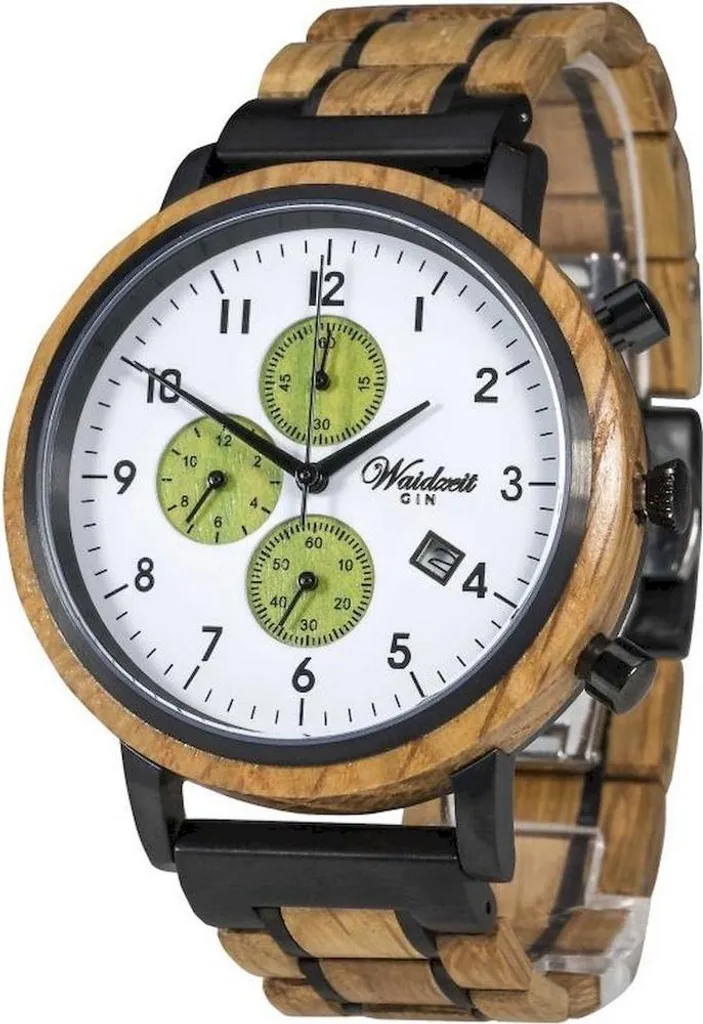 Waidzeit montre Homme GC01W : Chronographe Nature en Bois de Noyer