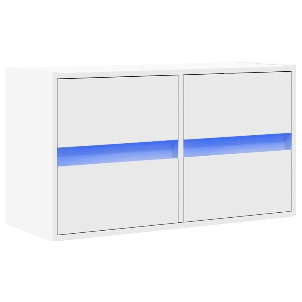 "2026 Aktion"TV-Board - Fernsehtisch - TV-Tisch/TV-Wandschrank Skandinavisch - CLORIS - Fernsehenschrank -mit LED-Beleuchtung Weiß 80x31x45 cm - D...