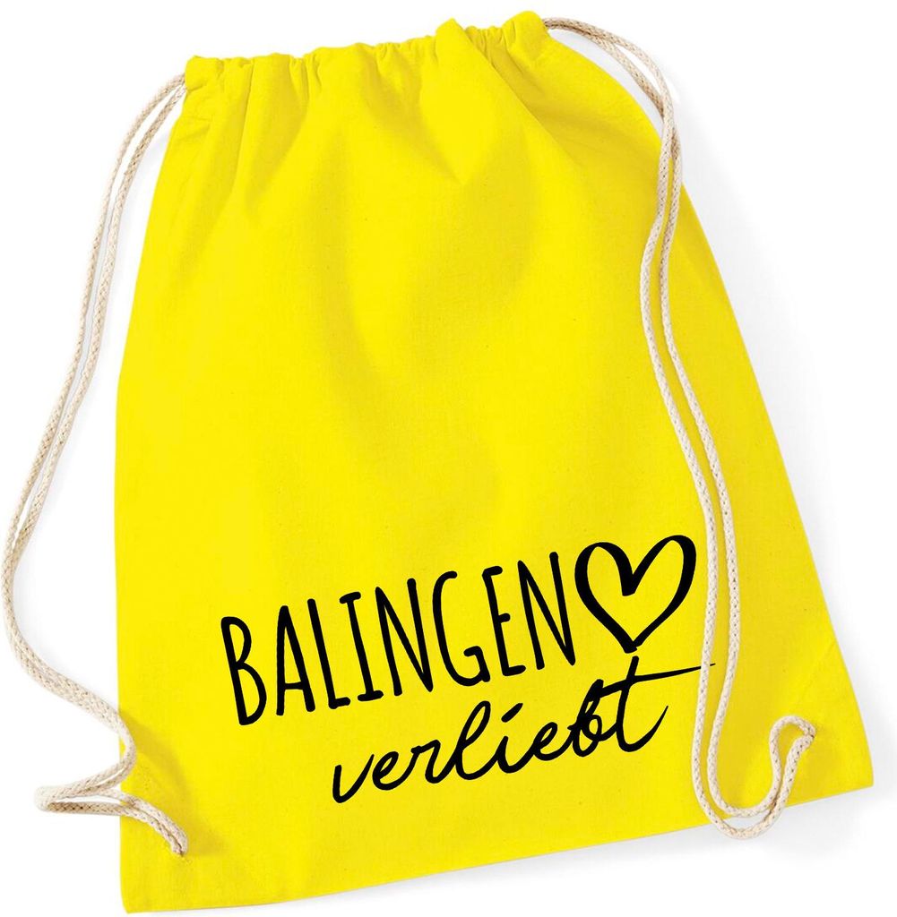 Huuraa Turnbeutel Balingen verliebt 12 Liter Yellow Baumwolle Rucksack Geschenkidee