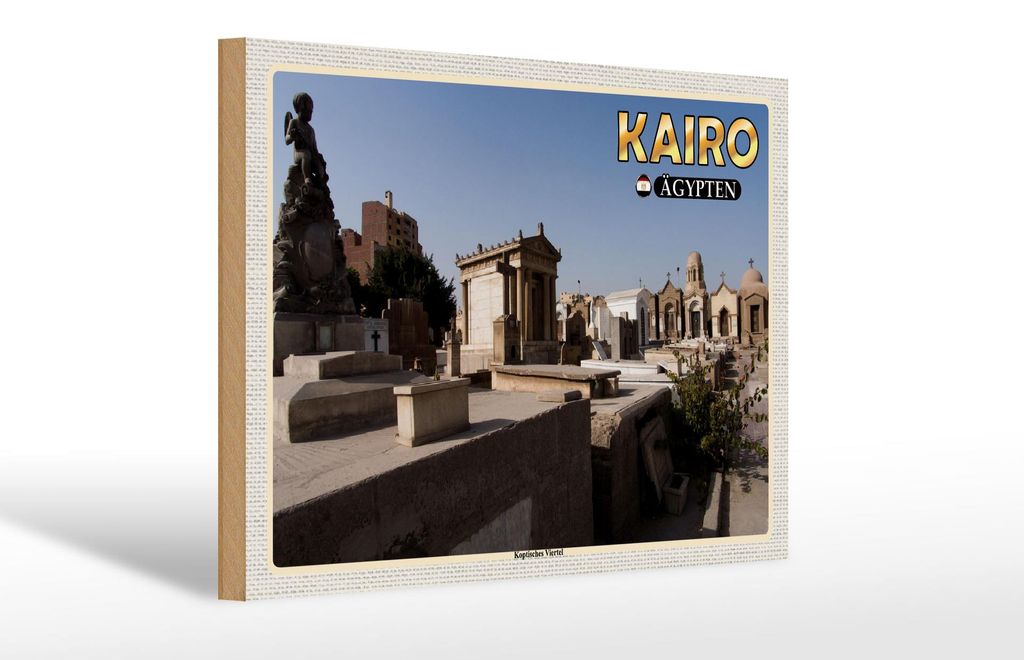 Holzschild Reise 30x20cm Kairo Ägypten Koptisches Viertel