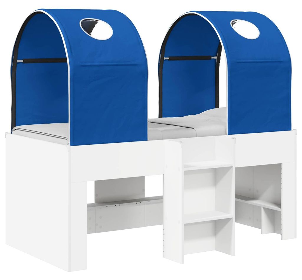 vidaXL Bett mit Tunnel 4 pcs Weiß und Blau Holzwerkstoff