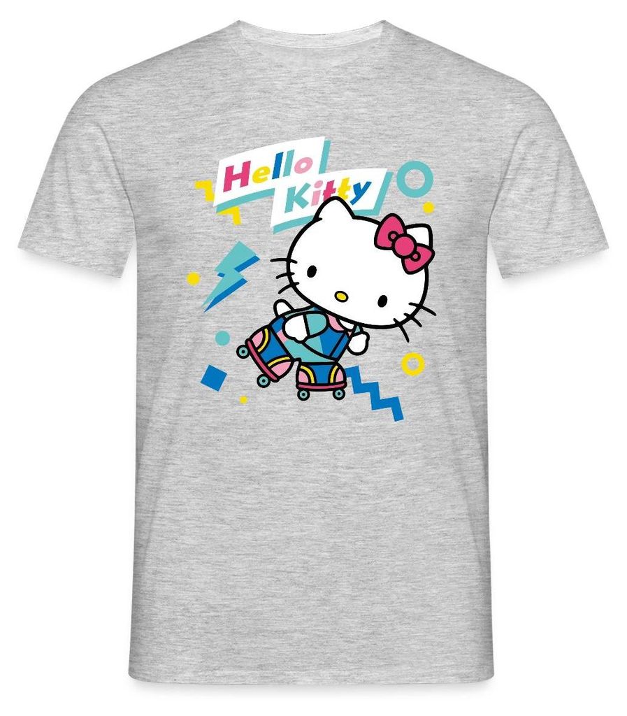 Spreadshirt Hello Kitty 90er Stil Mit Rollschuhen Männer T-Shirt, 3XL, Grau meliert