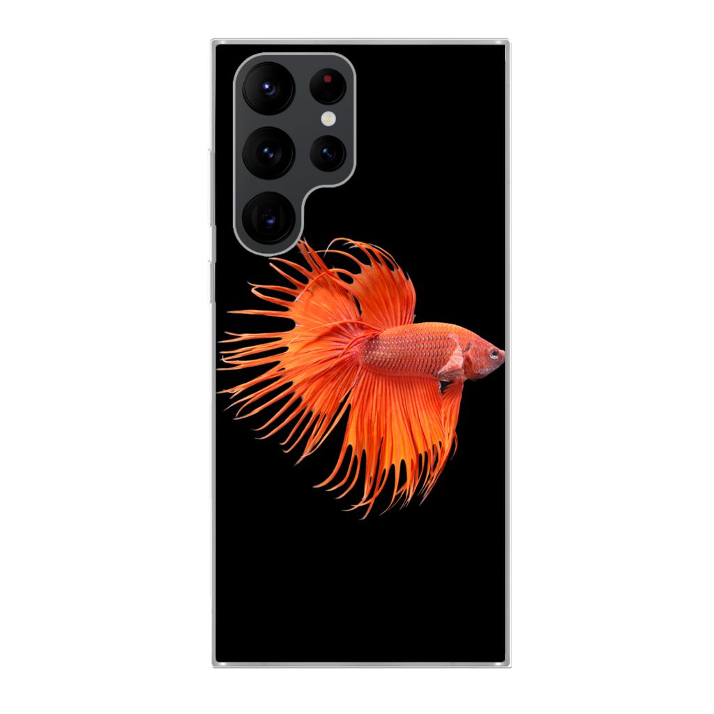MuchoWow Handyhülle Schutzhülle Hülle für Samsung Galaxy S22 Ultra Fische - Wilde Tiere - Schwarz Silikon Softcase Handy Hülle - Abbildung