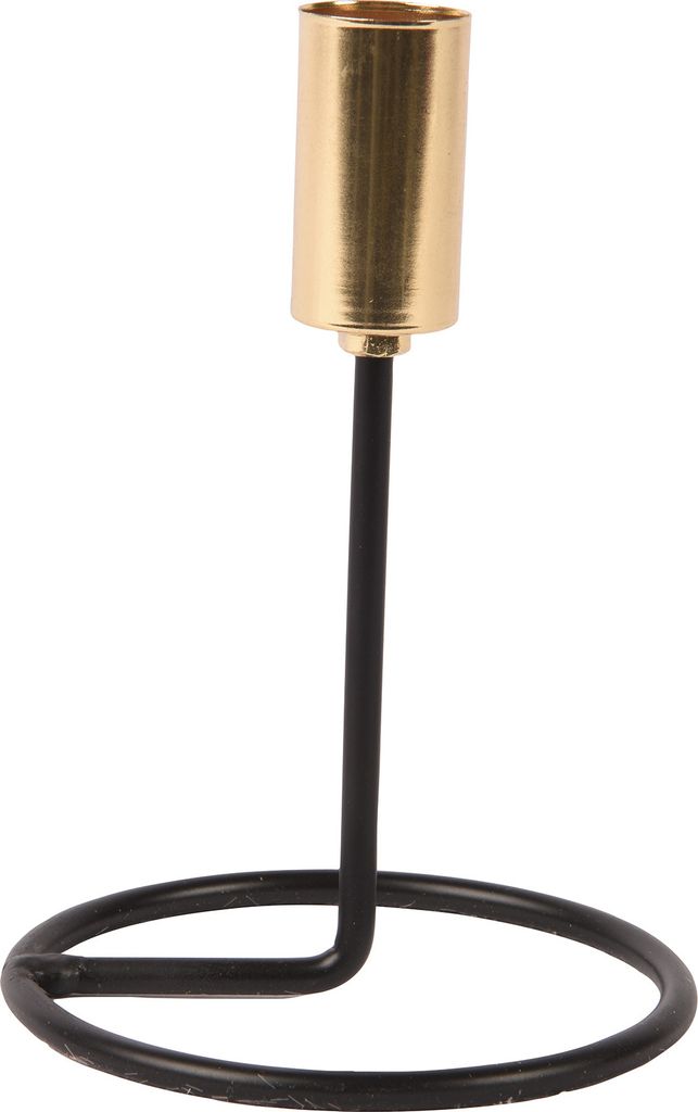 Kerzenhalter für Stabkerzen Metall 13,5cm Schwarz / Gold Produktbild 