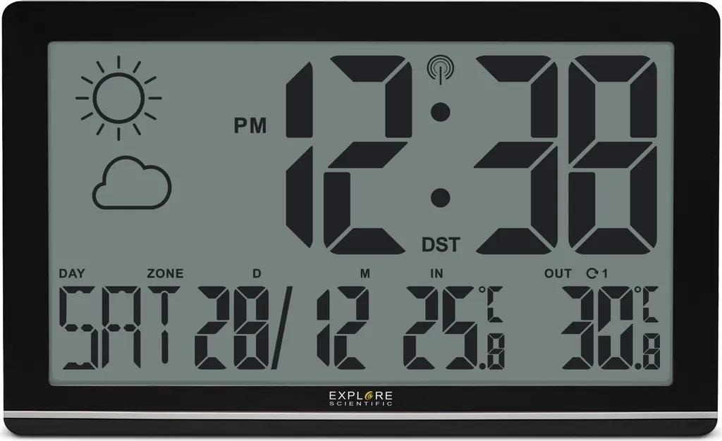 Explore Scientific RDC-8001 Station météo numérique noire LCD rechargeable