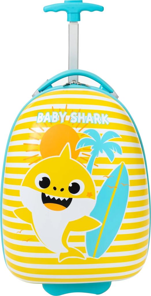 Baby Shark - Kinder Koffer mit zwei Rädern, Mit Streifen NS6973 (Einheitsgröße) (Blau/Gelb)