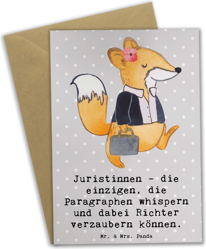 Mr. & Mrs. Panda firmungskarte Juristin Zauber - Grau Pastell - Geschenk, Richter verzaubern, dankeskarten, Grußkarte, Anwältin, hochzeitskarten,...