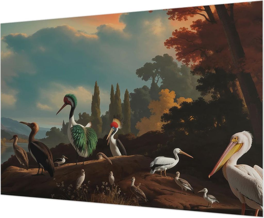 Wandtapete - Dekorative Tapete für Wohnzimmer - Tapetenfolie für Wanddekoration - 312x219 cm - Malerische Vögel