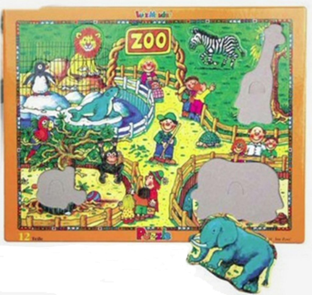 Lutz Mauder - 17801 - Rahmenpuzzle, Im Zoo, 12 Teile, ab 18 Monate, Pappe, 36,5cm x 28cm