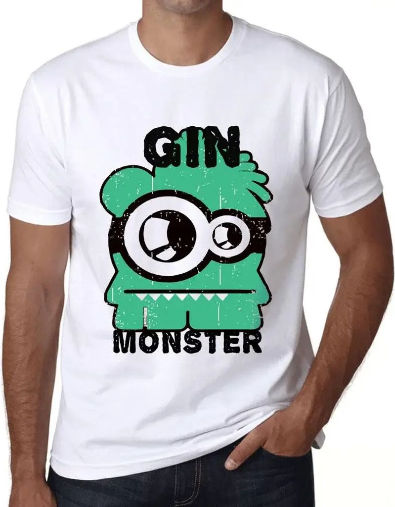 Herren Grafik T-Shirt Gin-Monster – Gin Monster – Öko-Verantwortlich Vintage Jahrgang Kurzarm Lustige Druck Geburtstag Geschenk Mann