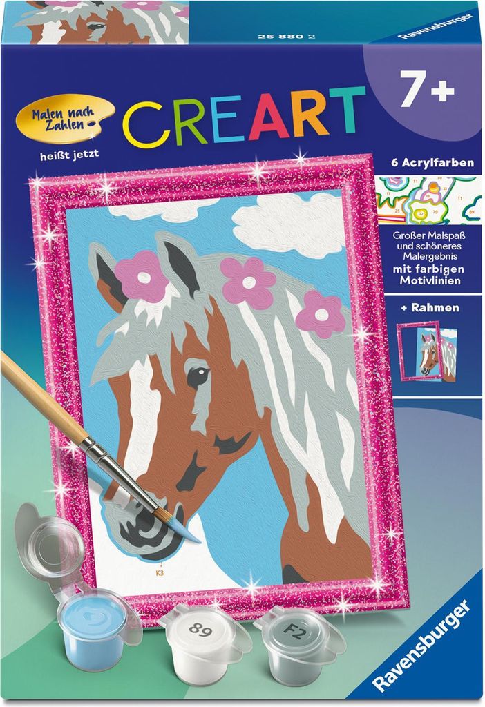 Ravensburger CreArt 25880 - Hübsche Stute - Malen nach Zahlen Pferd für Kinder ab 7 Jahre