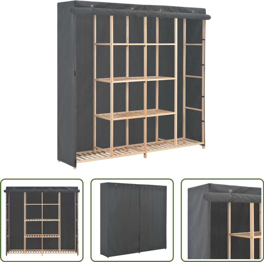 The Living Store Kleiderschrank Grau 173 x 40 x 170 cm Stoff