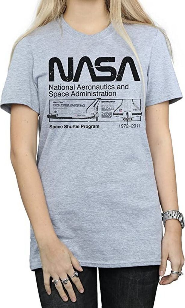 NASA - "Classic Space Shuttle" T-Shirt für Damen BI1390 (XXL) (Grau)