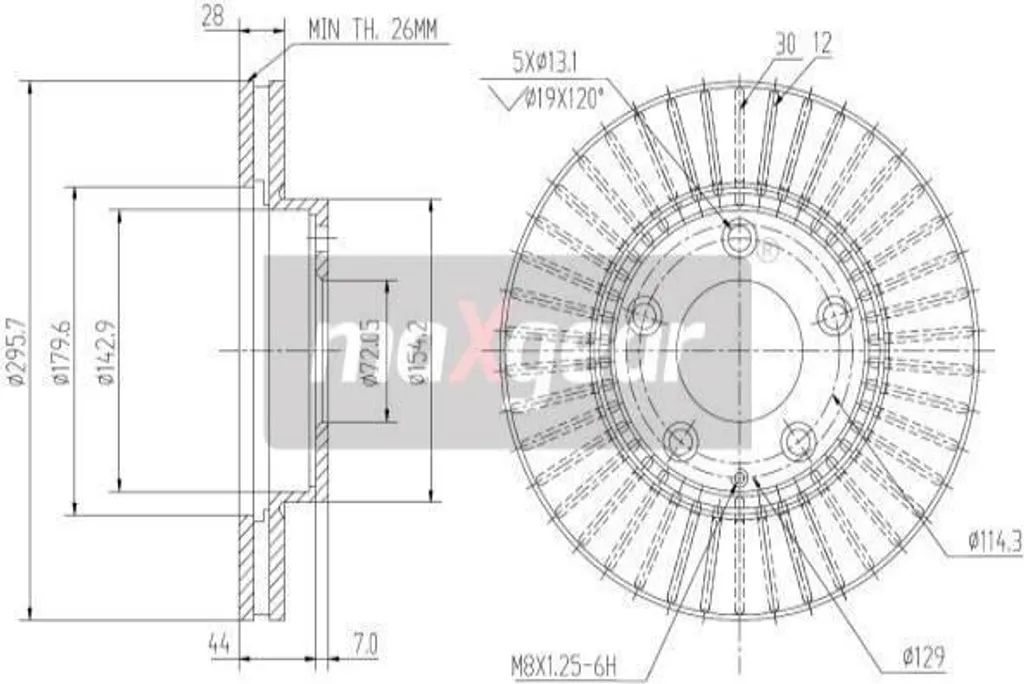Disque de frein haute résistance MAXGEAR 19-2387 - Qualité d'origine OE
