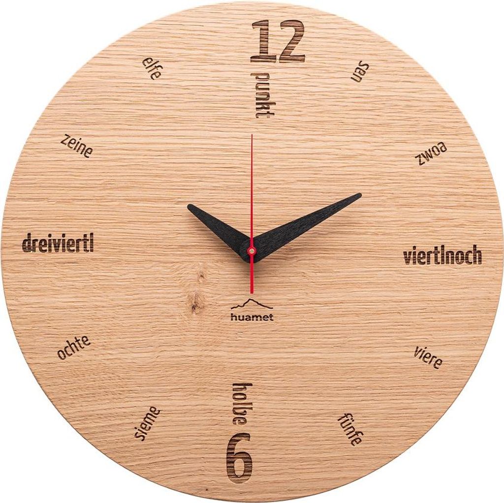 Huamet Holz-Wanduhr Alternate Eiche rund
