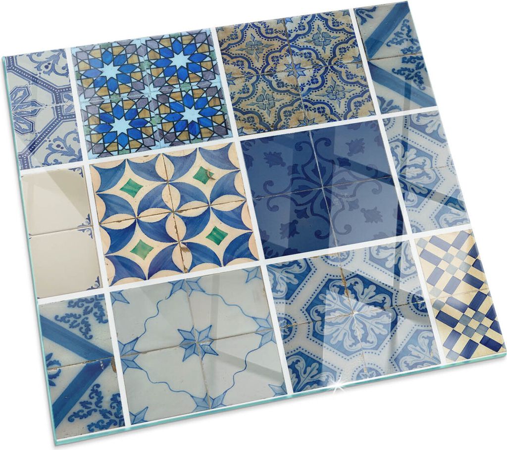 Keramische Fliesenmuster – Glasbodenplatte für – Kaminofen – Kaminplatte Glas – Schutzglas – Funkenschutzplatte –Glasbodenplatte Feuer...