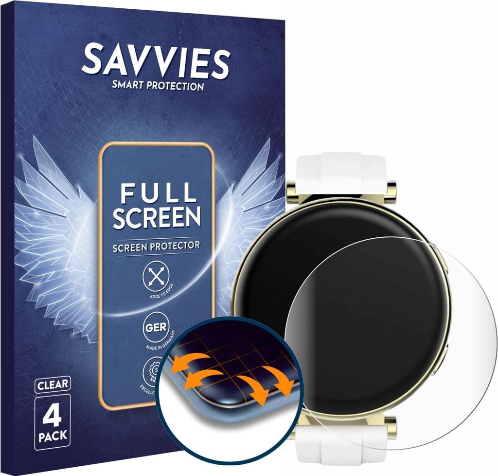 4x Savvies Fullscreen Schutzfolie für Hama Smartwatch 7000 Produktbild 