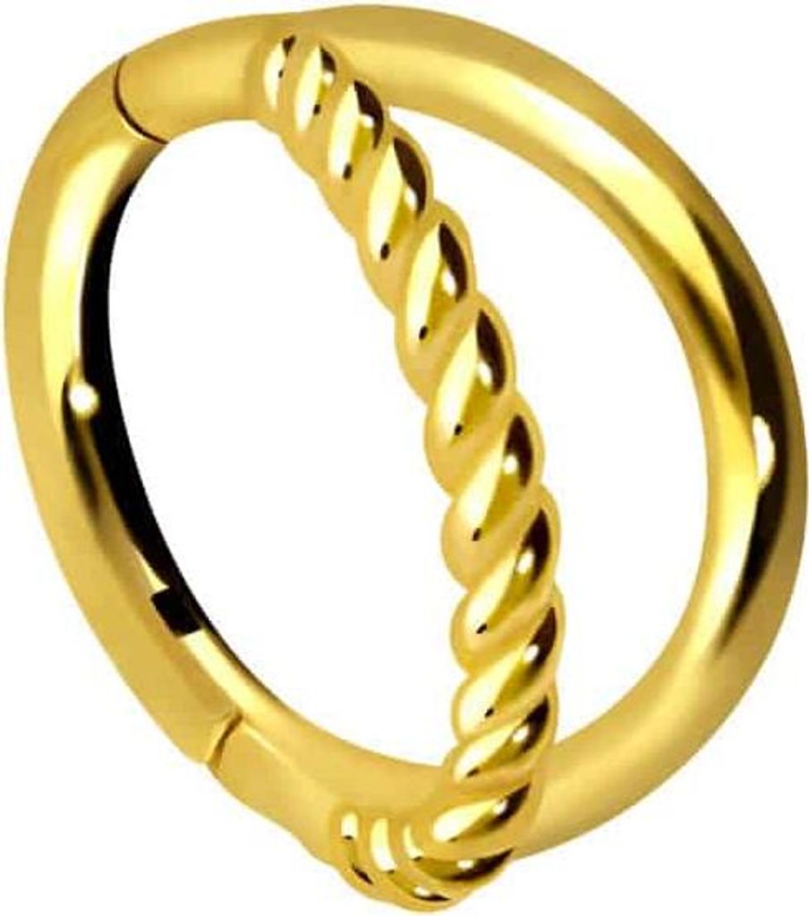 Ohrpiercing, Nasenpiercing, Septum Piercing Chirurgenstahl Segmentring Clicker 2 RINGE + GEDREHT Gold Innendurchmesser: 10 mm