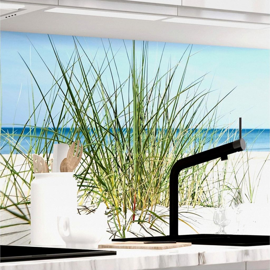 Selbstklebende Küchenrückwand - DÜNENBLICK - 0,5 mm verstärkte PET-Folie, zuschneidbar, Spritzschutz 60 x 80 cm