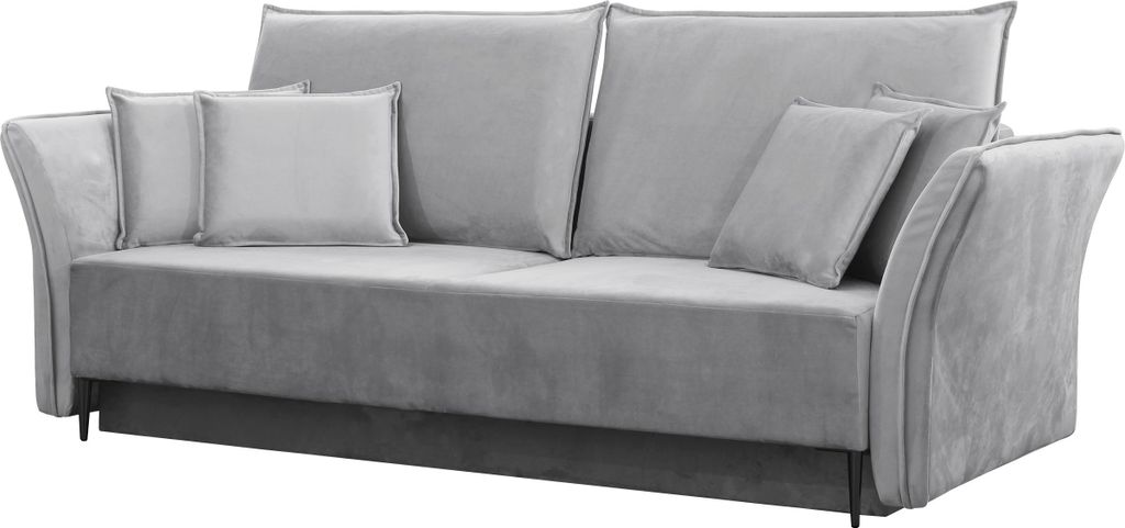 MIRJAN24 Schlafsofa Bregi, Stilvoll Wohnzimmer Couch mit Bettkasten und Schlaffunktion (Farbe: Tiffany 15, Füße: Schwarz)