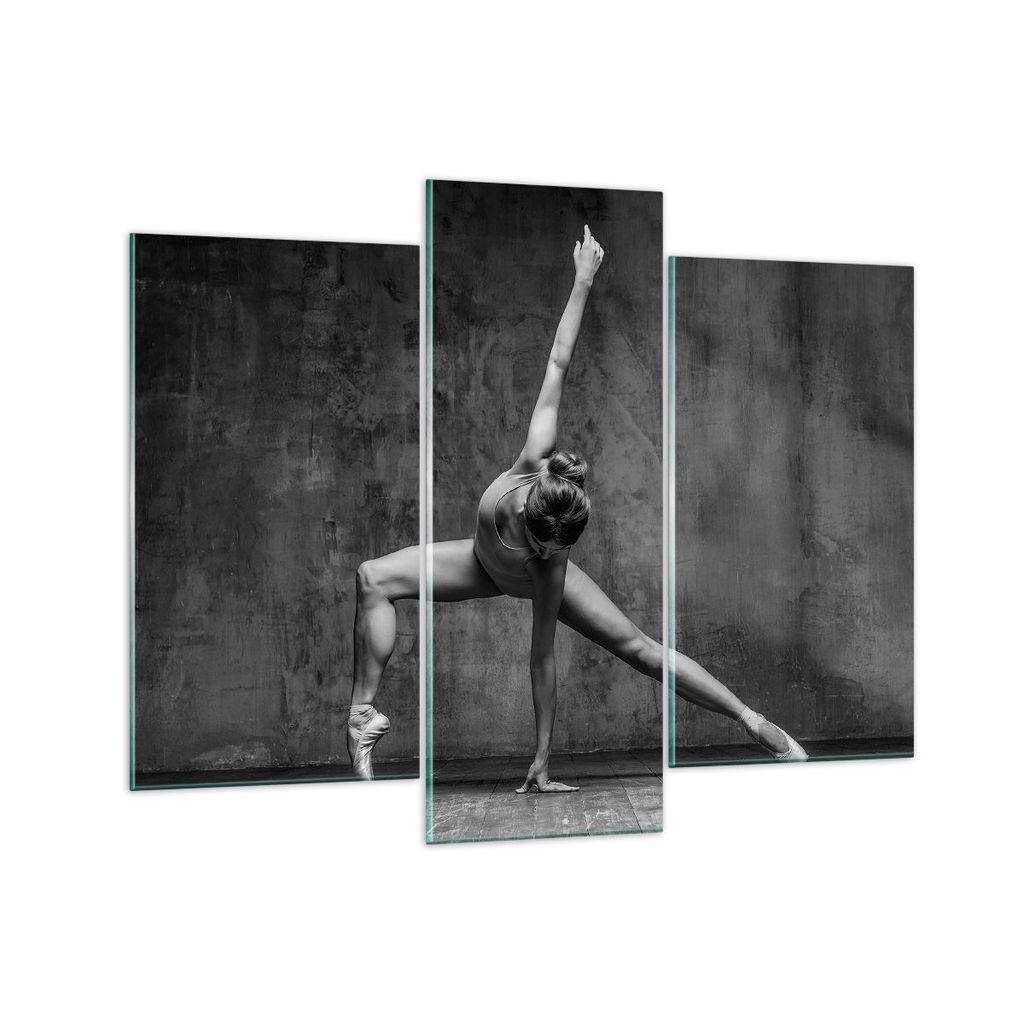 Bilder auf glas - 3 Teile - Tanz Figur Schwarz und Weiß - 130x100cm - Glasbilder - Wandbilder - Bilder - Wanddekoration aus Glas - Glas Bilder - W...