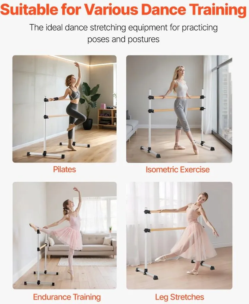 Barre de danse classique indépendante double barre mobile pour exercices - 5