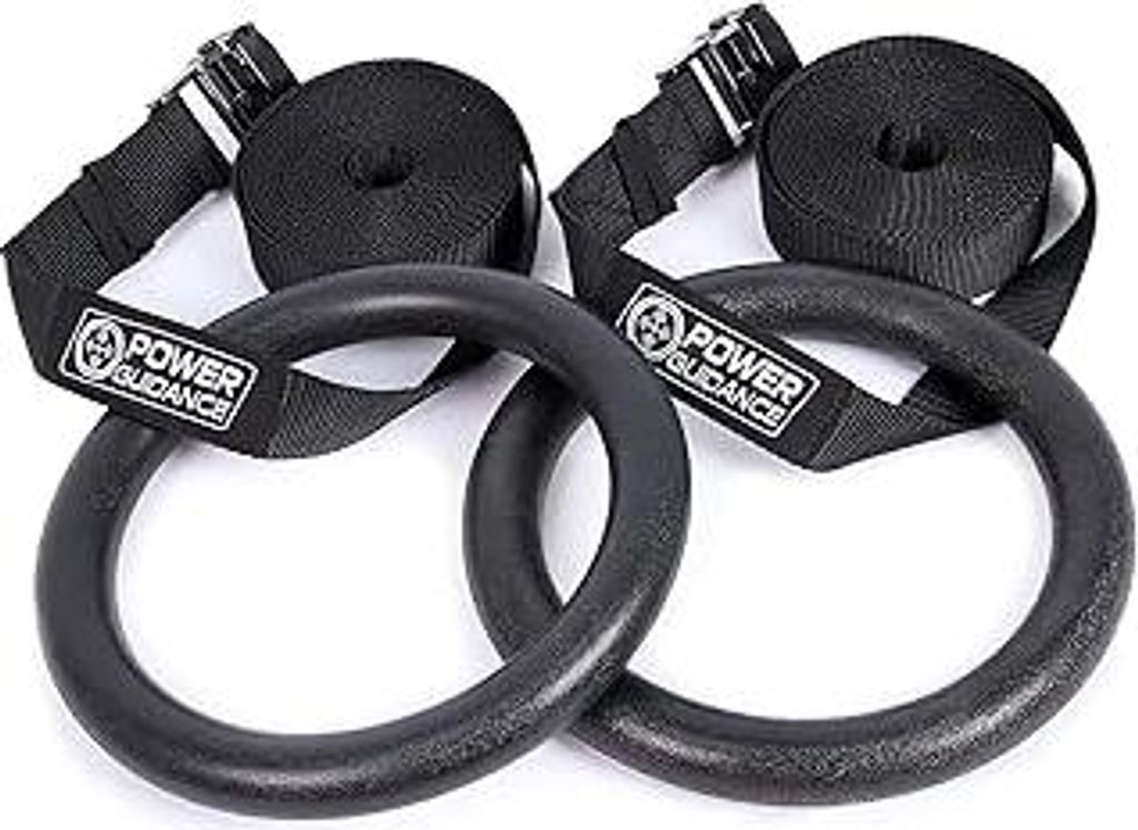 POWER GUIDANCE Turnringe Holz Gymnastikringe aus mit verstellbaren Buckles Straps für Home Gym, Indoor Training, Cross Fitness Klimmzüge & Kraftt...