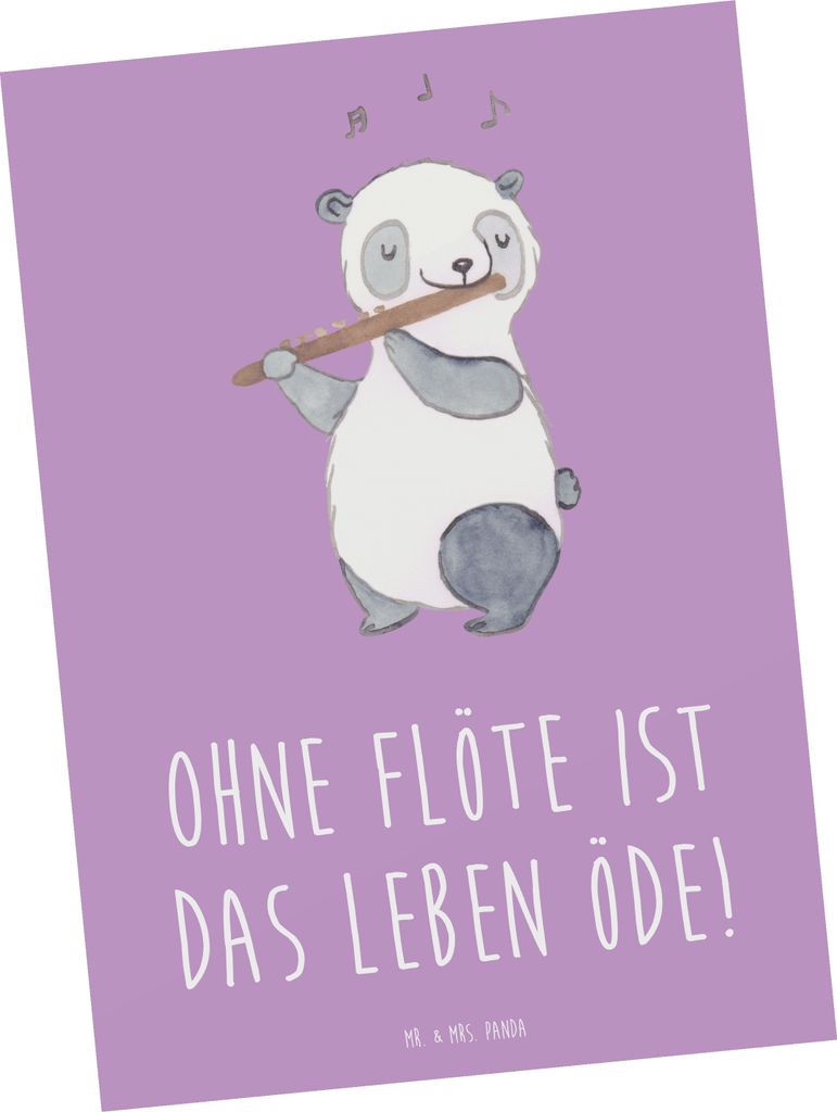 Mr. & Mrs. Panda Postkarte Flöte Leben - Lavendeltraum - Geschenk, Windinstrument, Flötist, Postkarten, Lernen, Musikliebhaber, Grußkarte, Ansic...